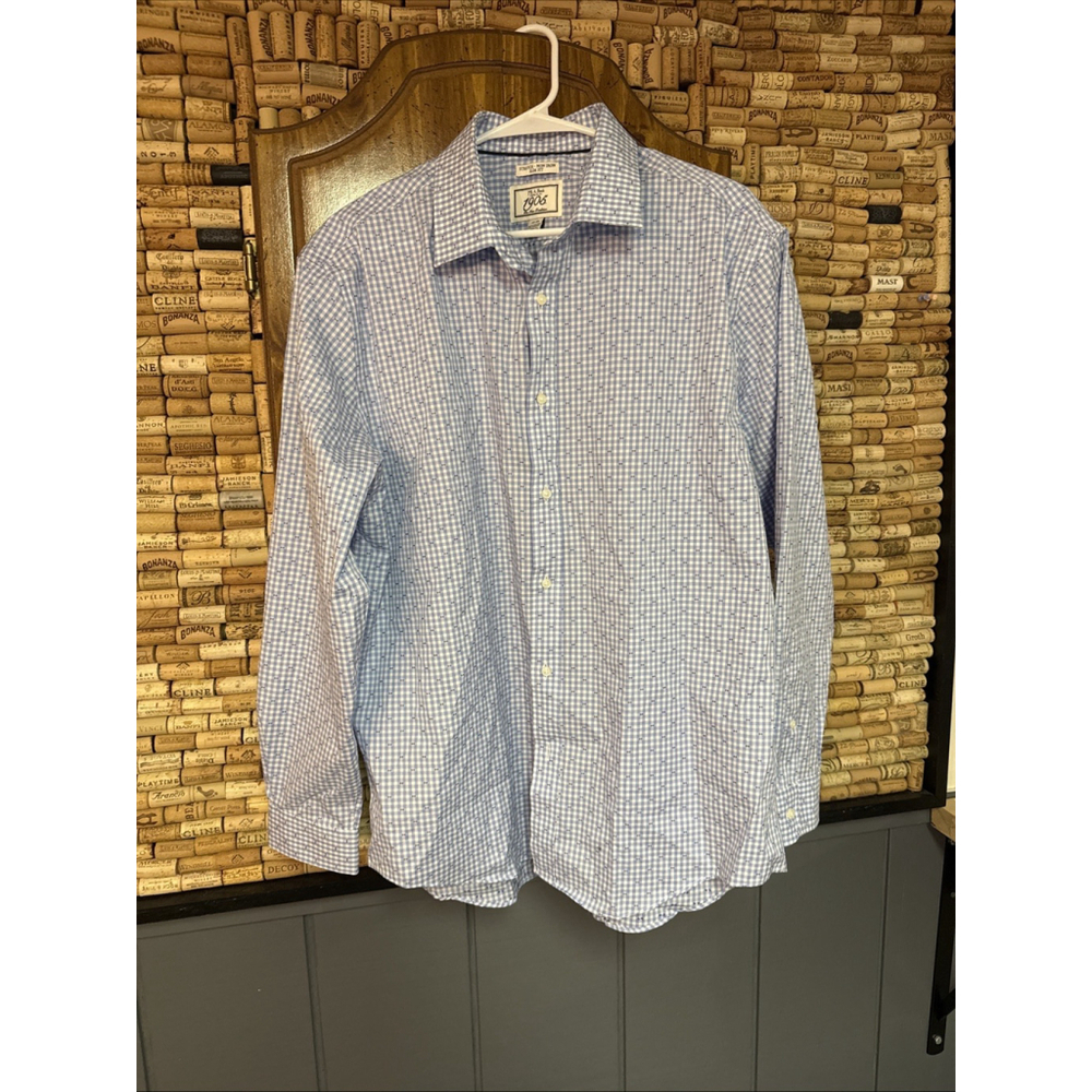JOS. A. BANKS Dress Shirt Blue Stripe Long Sleeve Size 17-35 Tailored Fit - Picture 1 of 5